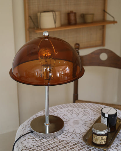 LuxeLight – Elegant Silver Table Lamp with Acrylic Accents