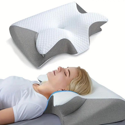 Ergonomic Butterfly Pillow – Memory Foam with Armrests for Side & Back Sleepers