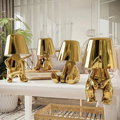 LuxeGlow - Golden Sculpted Table Lamp
