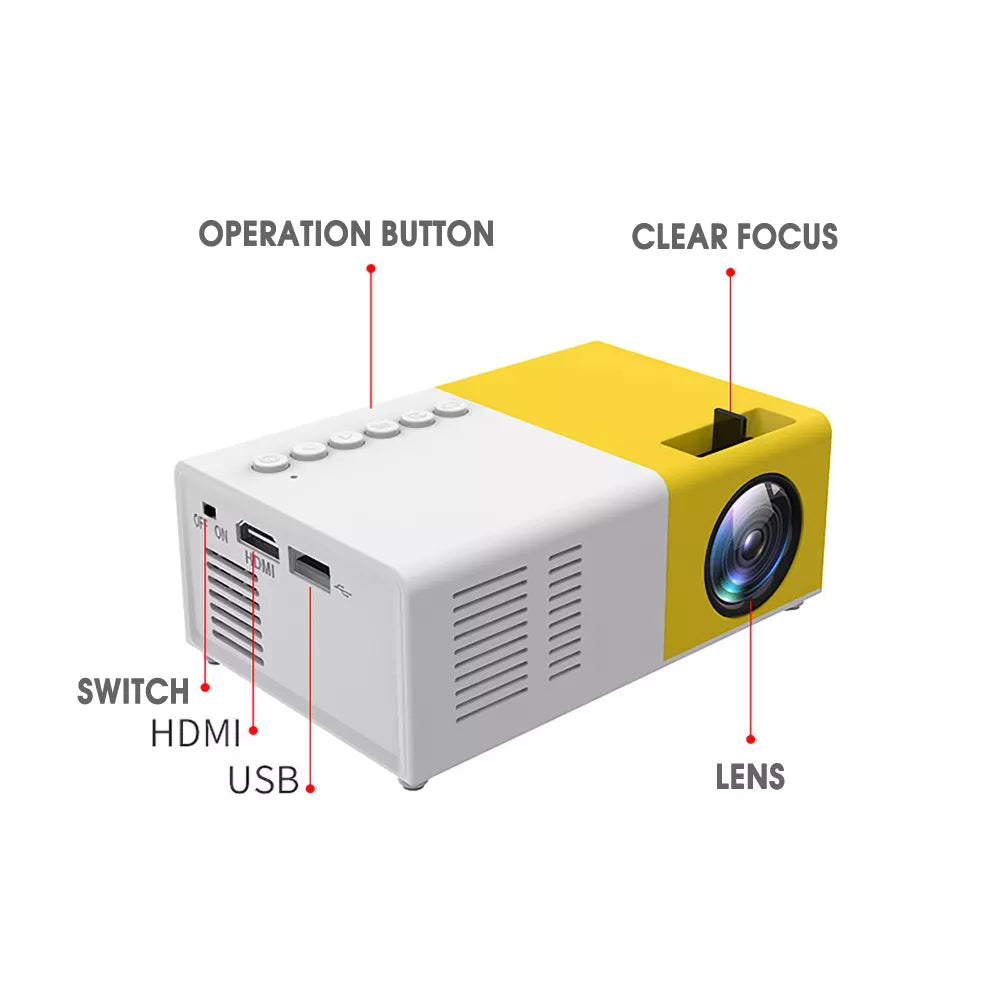 Portable Mini Projector | Compact Home Theater | Compatible with Phones, Laptops & Consoles