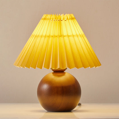 SiennaGlow - Tafel Lamp met Houten en Stoffen Ontwerp