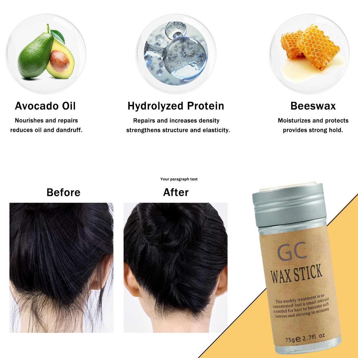 Hair Wax Stick | Strong Hold & Edge Control | Non-Greasy Styling for All Hair Types