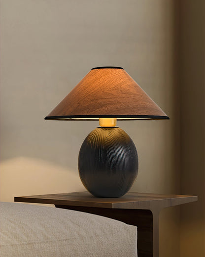 RusticShine - Stijlvolle Tafel Lamp in Walnoot en Zwart Hout