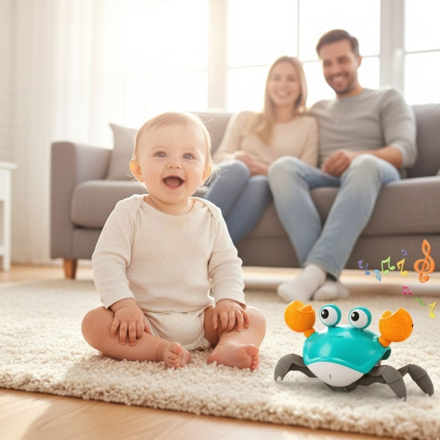 CrawlBuddy™ Crabe Interactif Rampant | Encourage Bébé à Ramper en S'Amusant
