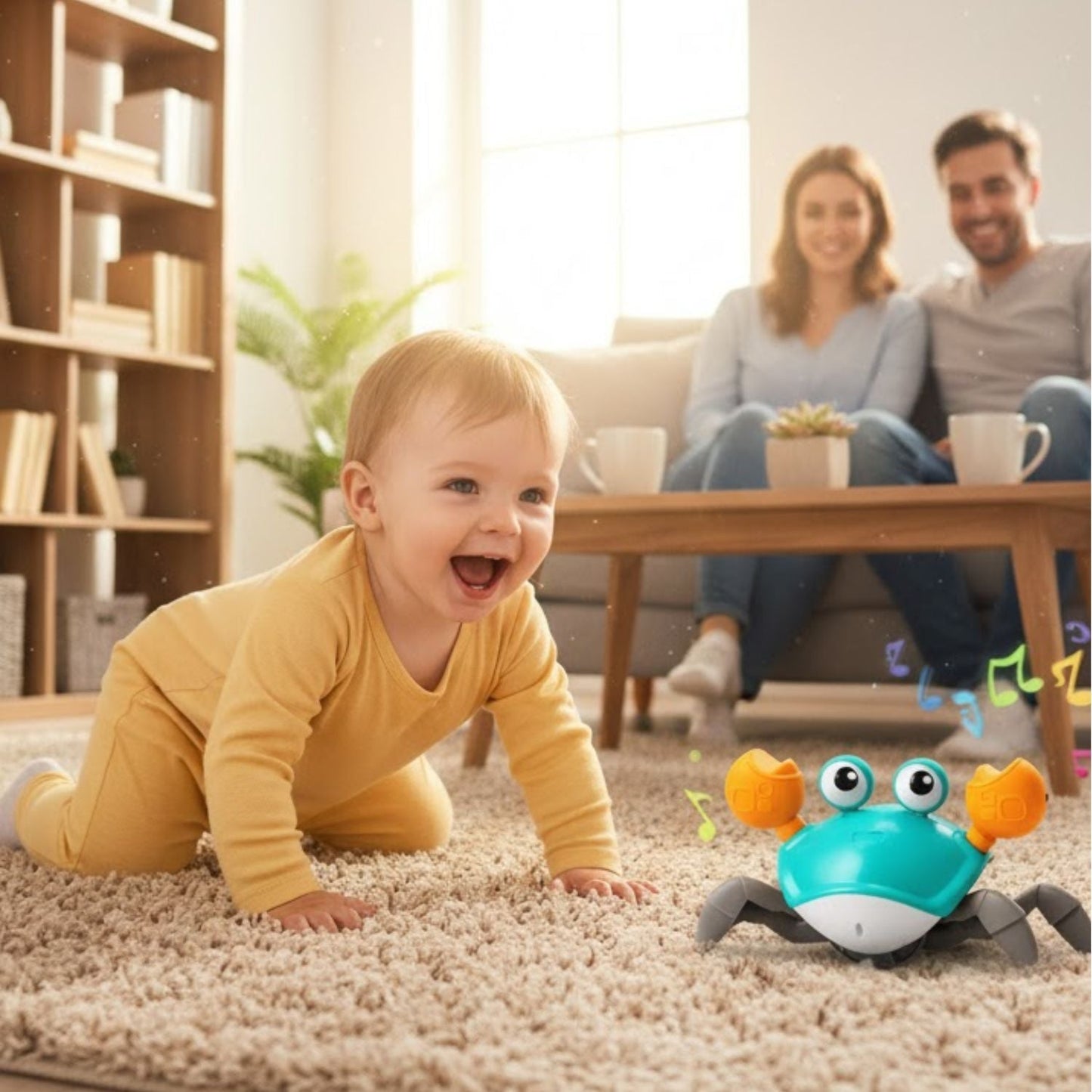 CrawlBuddy™ Crabe Interactif Rampant | Encourage Bébé à Ramper en S'Amusant