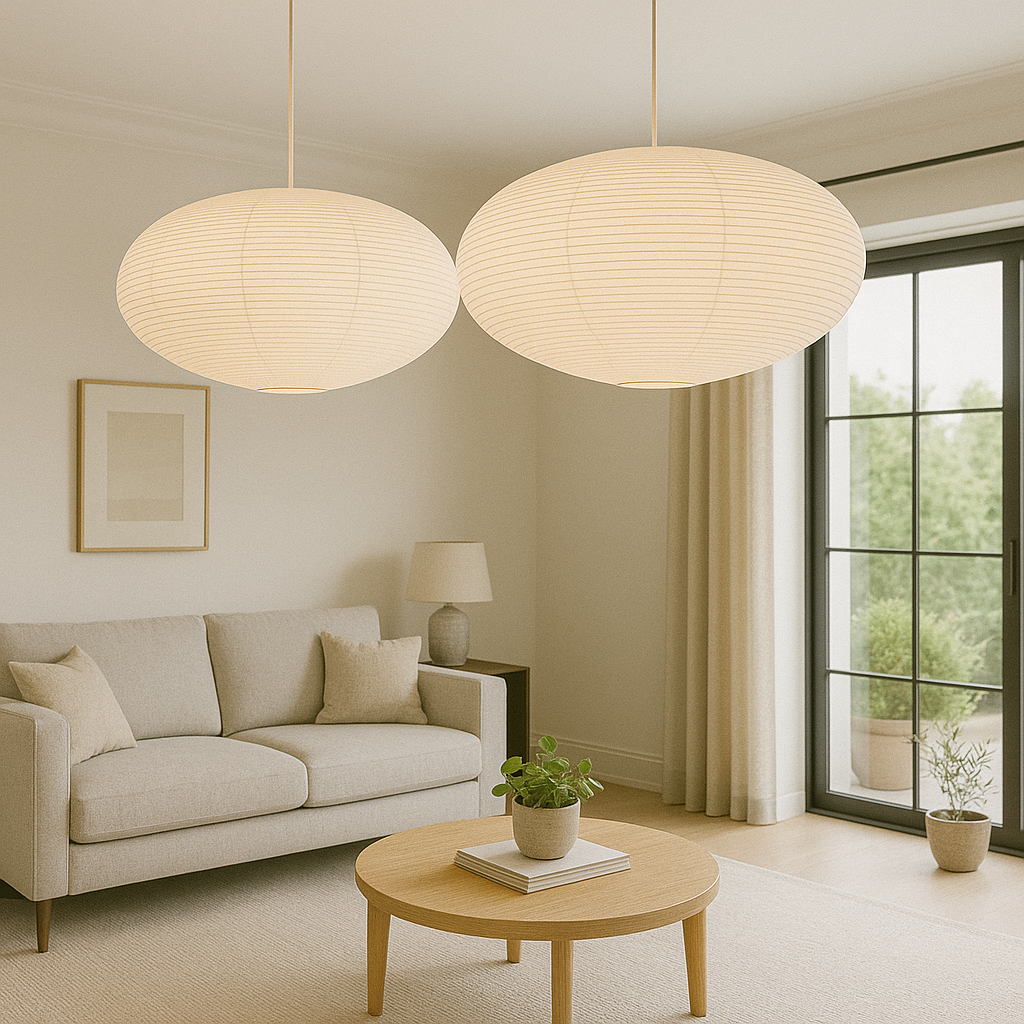 Lumeviah | Japanese Vintage-style Paper Pendant Lamp from Wabi