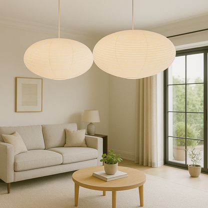 Lumeviah | Japanese Vintage-style Paper Pendant Lamp from Wabi