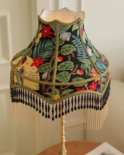 VintageBloom - Tafel Lamp in Franse Bloemmotief met Franje