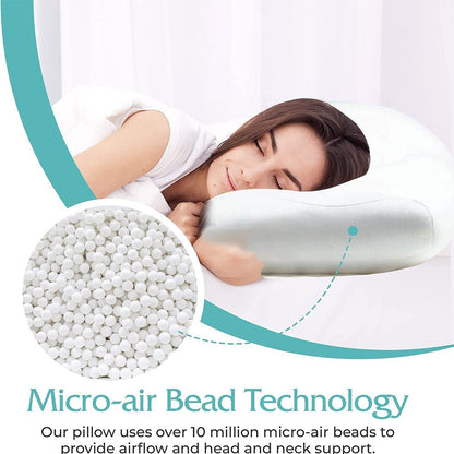 Memory Foam Pillow | Breathable Neck Support Cushion with Contoured Design