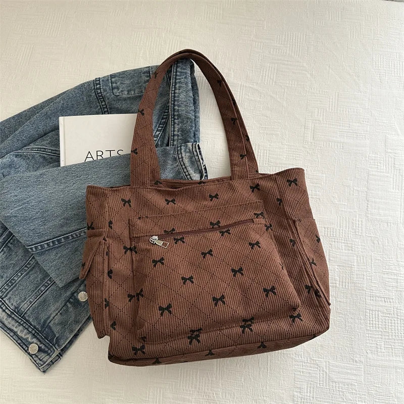 Bella Bow Tote – Lightweight Fabric Handbag with Elegant Bow Detail for Women