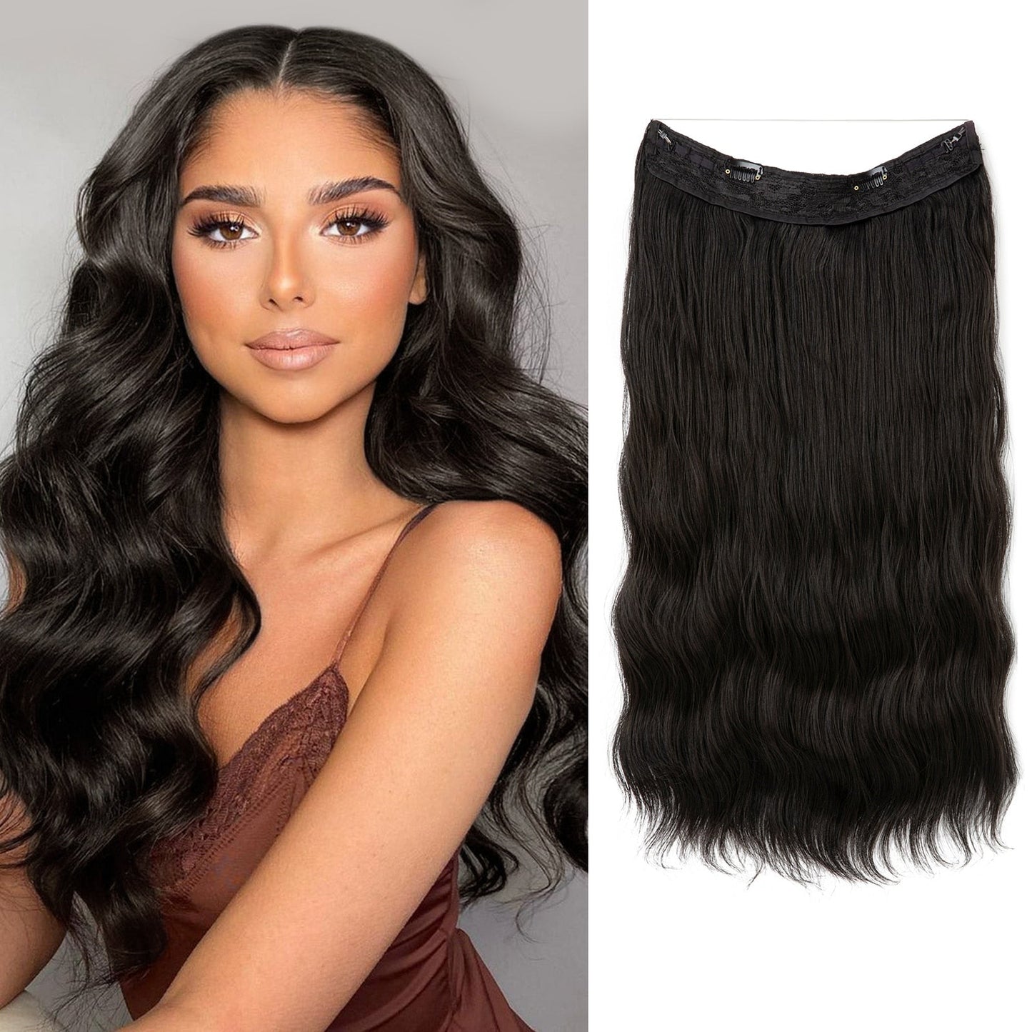 Invisible Halo Hair Extensions | Natural Look | Heat-Resistant Synthetic Fiber | Easy Application