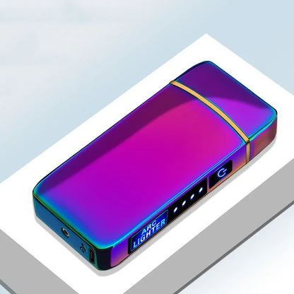 Rechargeable USB Plasma Lighter with Windproof Double Arch Flame – Stylish Metal Design for Indoor and Outdoor Use