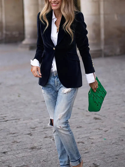 Selene Blazer | Soft Velvet Finish | Tailored Fit