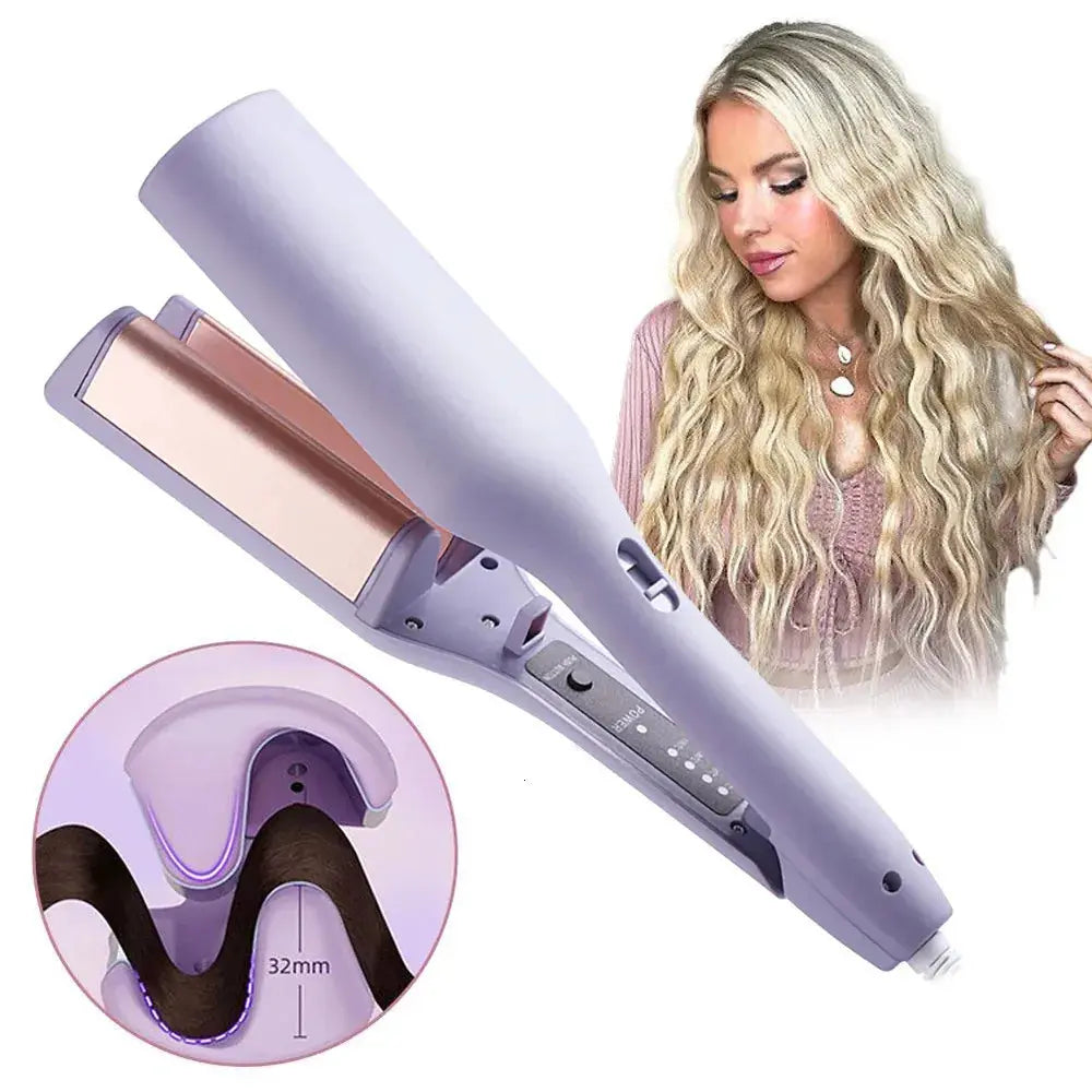 Triple Barrel Ceramic Hair Waver | Curling Iron for Beach Waves | Fast Heat-Up Anti-Frizz Styling Tool
