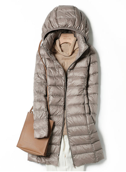 Women’s Ultralight Long Puffer Jacket | Detachable Hood