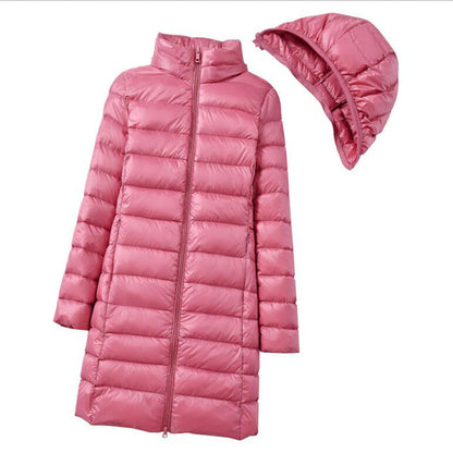 Women’s Ultralight Long Puffer Jacket | Detachable Hood
