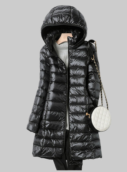 Women’s Ultralight Long Puffer Jacket | Detachable Hood
