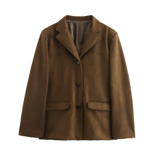 Women's Vintage Brown Suede Jacket – Demi-Season Autumn Winter Outerwear