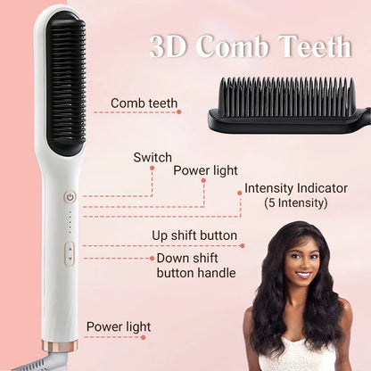 Hair Straightening Comb | Negative Ion Technology | Anti-Frizz | 45W Dual Voltage