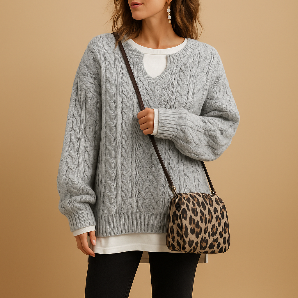 Breathable knitted V-neck women’s sweater | Linde
