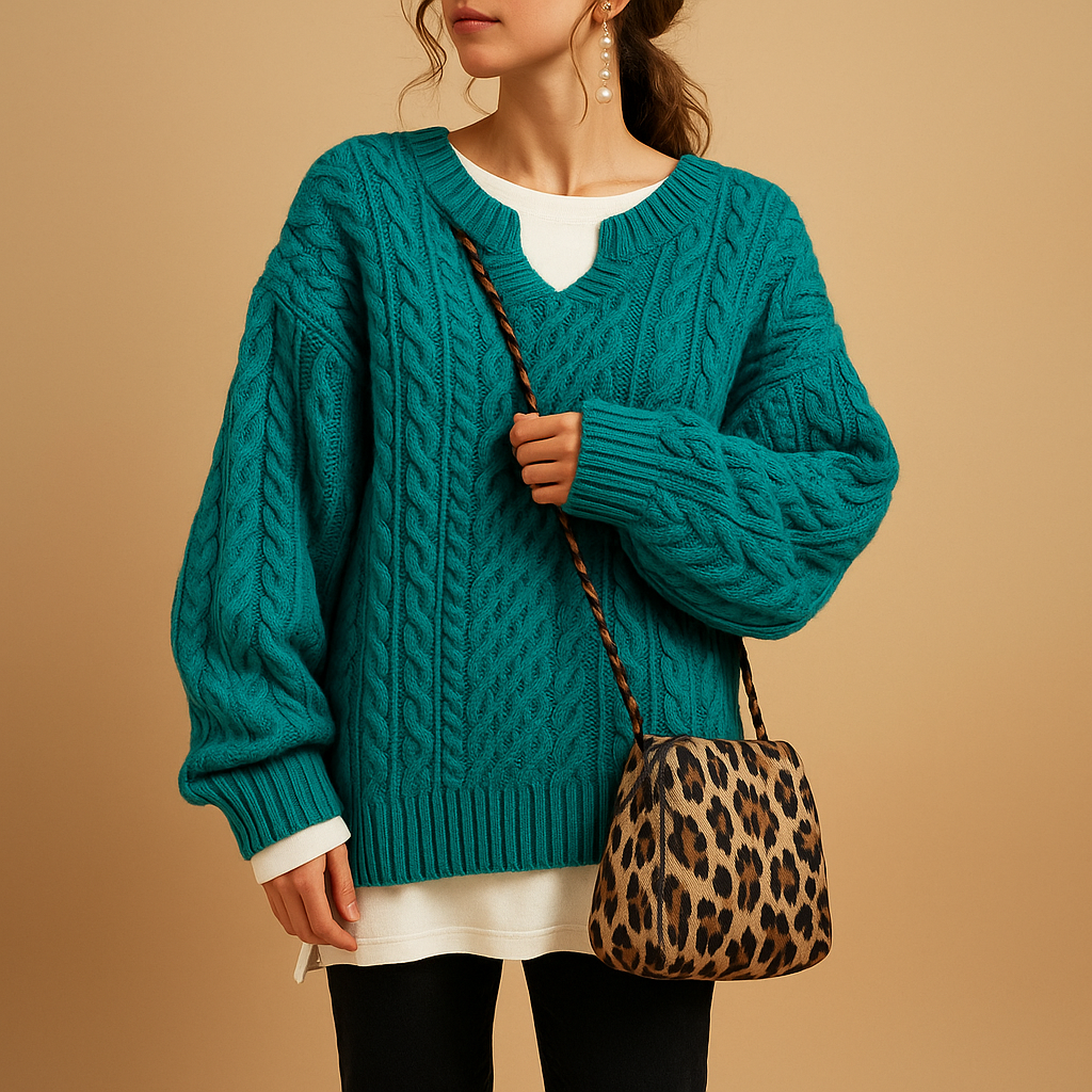 Breathable knitted V-neck women’s sweater | Linde
