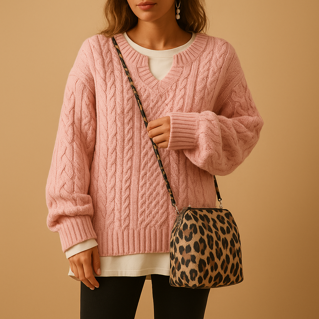 Breathable knitted V-neck women’s sweater | Linde