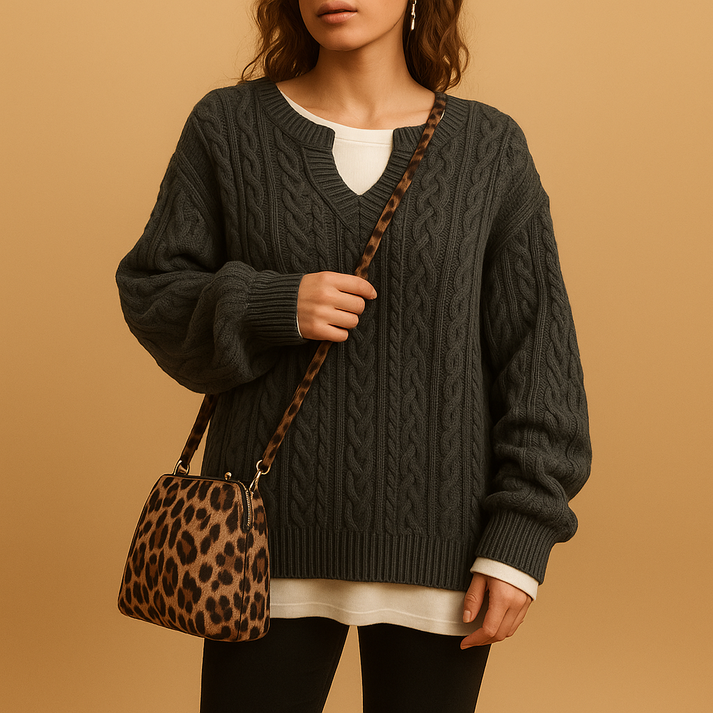 Breathable knitted V-neck women’s sweater | Linde