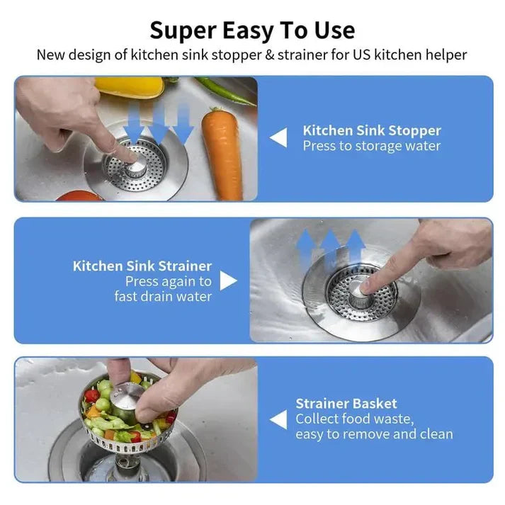 3 in 1 Kitchen Sink Drain Strainer