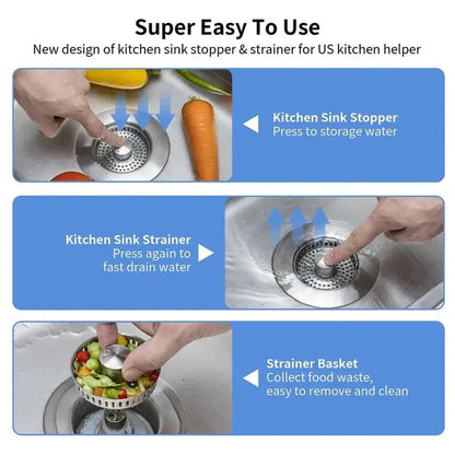 3 in 1 Kitchen Sink Drain Strainer