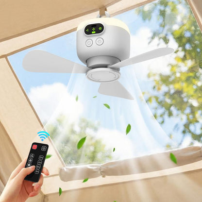 AeroGlow™ Ventilateur de Plafond Rechargeable | Fraîcheur & Éclairage Sans Fil ⭐