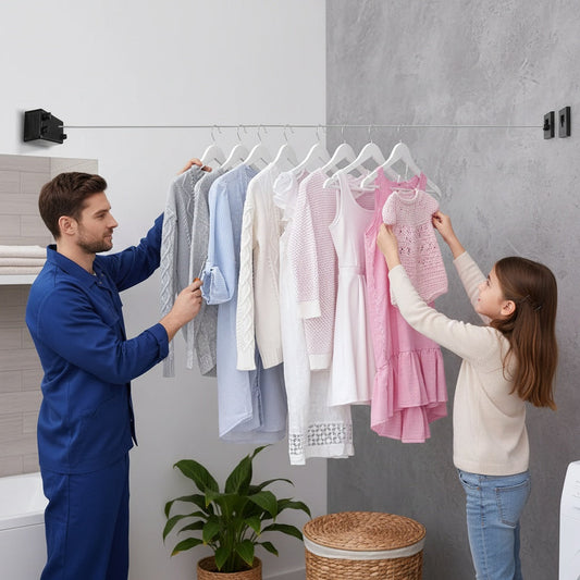 SnapDry™ | Corde à Linge Rétractable – Séchage Gain de Place en Intérieur et Extérieur