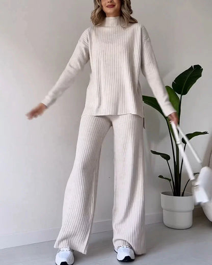 Chic Slit Casual Two-Piece Set