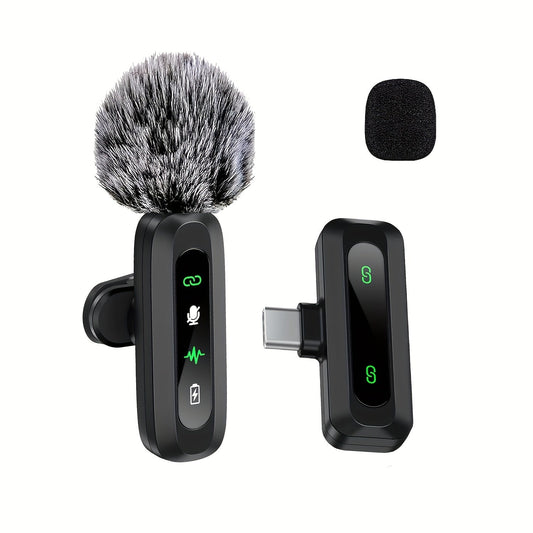 Wireless Lavalier Microphone with USB-C Connectivity for Smartphones and Tablets – Compact Design, Ideal for Podcasts and Vlogs
