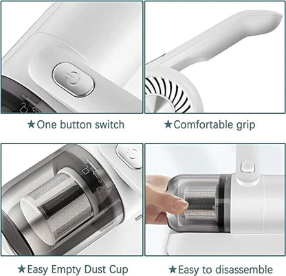 Handheld Fabric Vacuum Cleaner | UV Light & Dual-Pulse Vibration | Portable Dust and Debris Remover