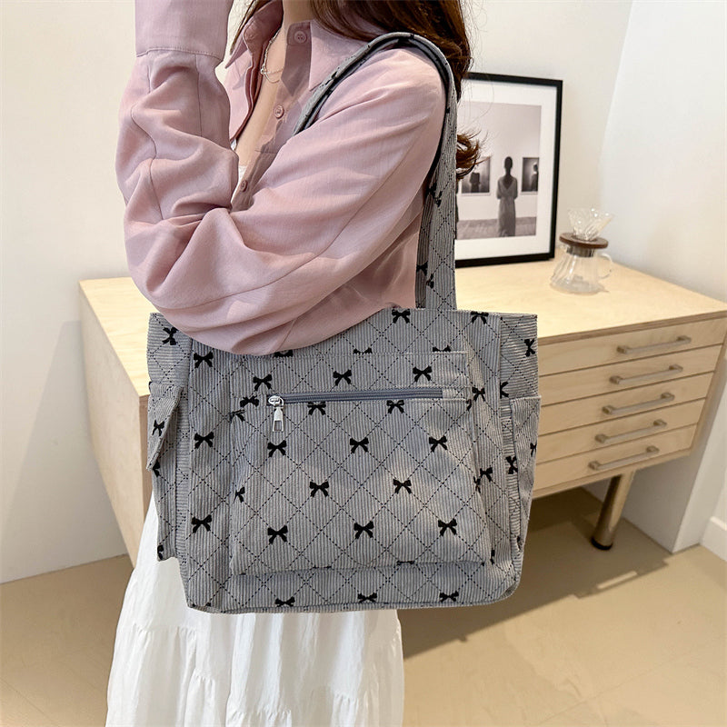 Bella Bow Tote – Lightweight Fabric Handbag with Elegant Bow Detail for Women