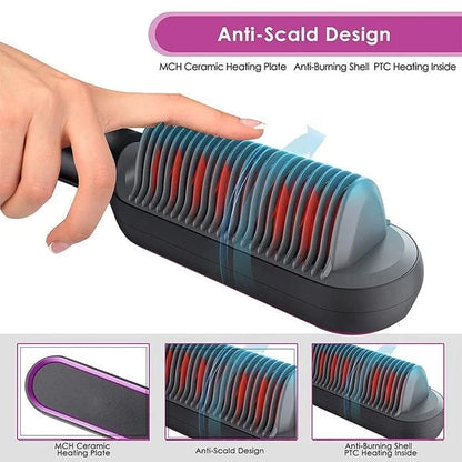 Hair Straightening Comb | Negative Ion Technology | Anti-Frizz | 45W Dual Voltage
