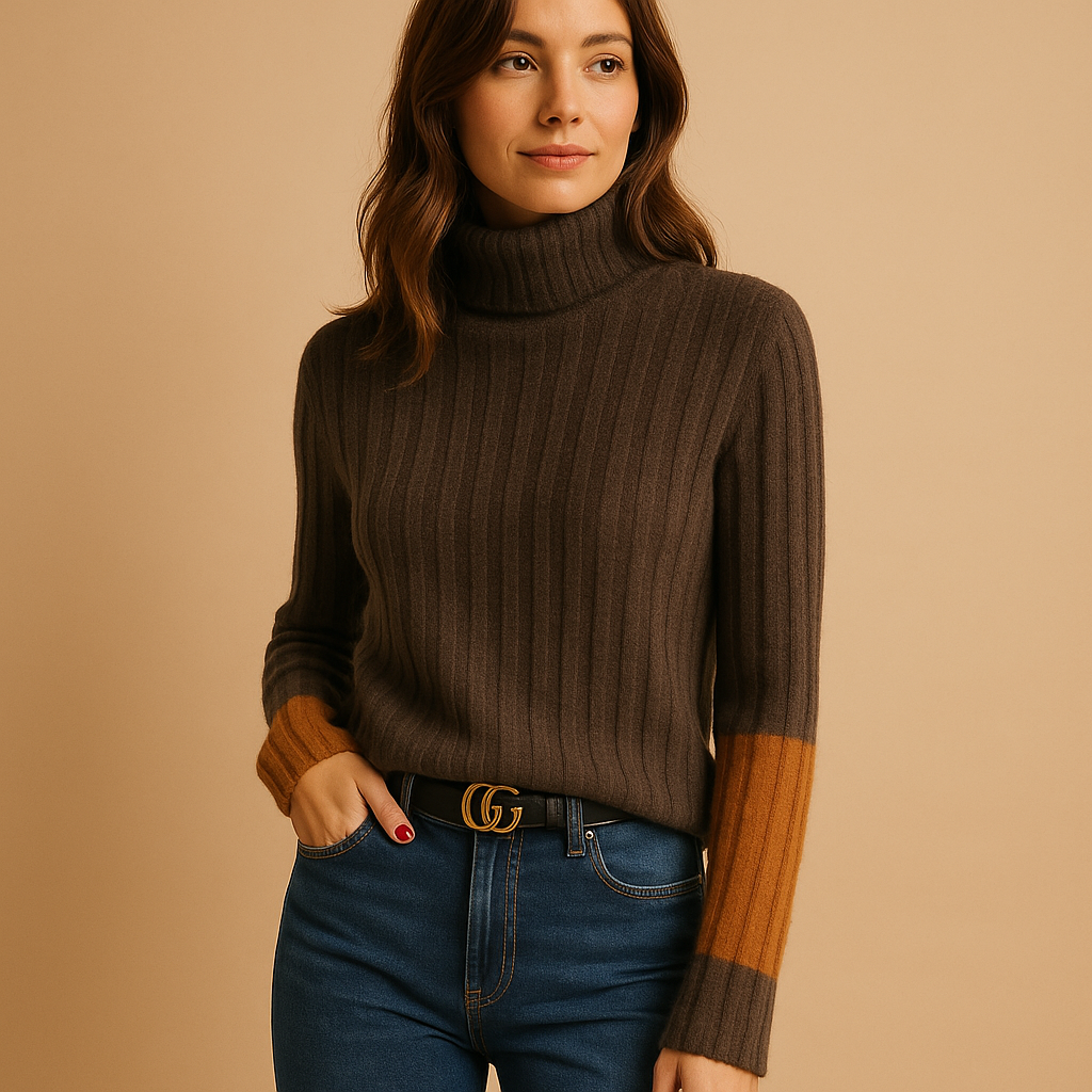 Knitted women’s sweater with turtleneck | Linde