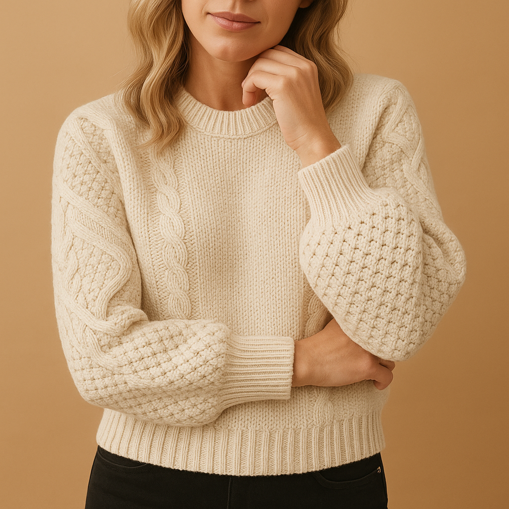 Knitted women’s sweater with round neckline | Yara