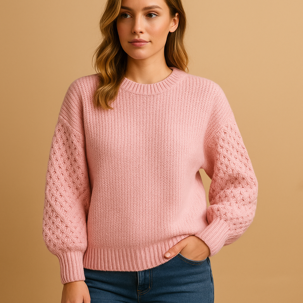 Knitted women’s sweater with round neckline | Yara