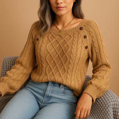Knitted women’s sweater with long sleeves | Marije