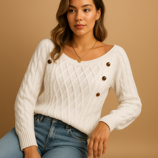 Knitted women’s sweater with long sleeves | Marije