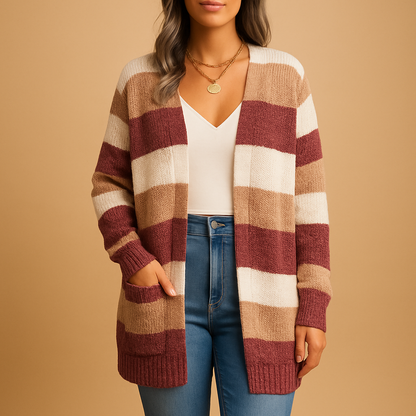 Checkered women’s cardigan with puff sleeves | Renée