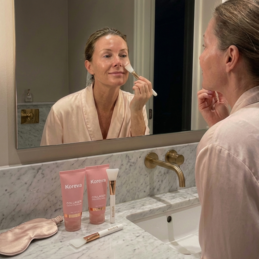 LumiColl™ Masque de Nuit au Collagène | Réveillez-vous Avec une Peau Lisse et Repulpée