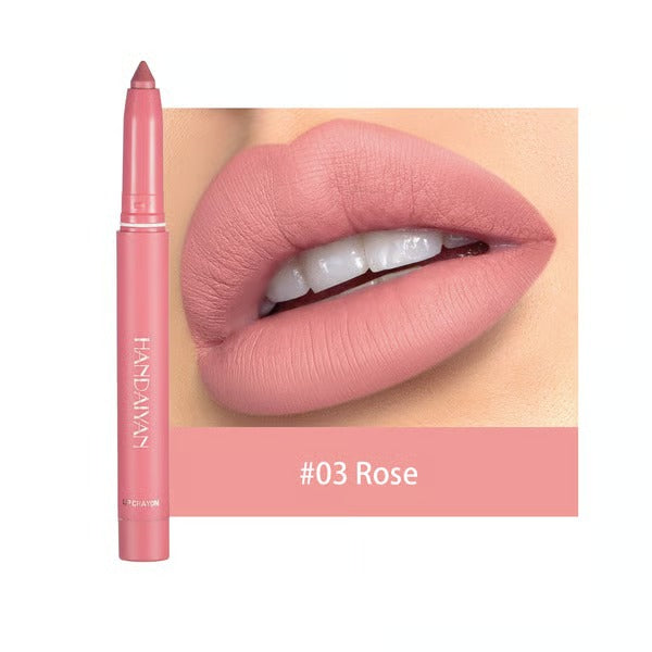 Matte Lip Pencil | SilkPout™ 2-in-1 Lipstick & Liner | Long-Lasting, Smudge-Proof | 6–8h Wear