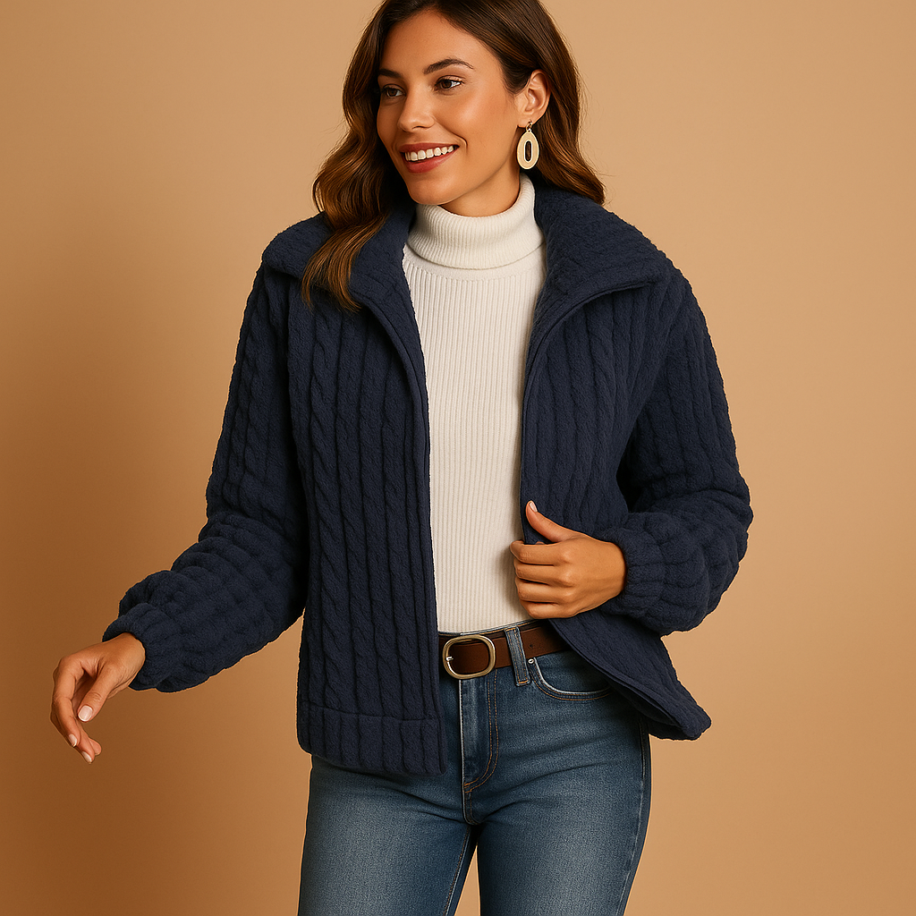 Long fleece women’s vest with stand-up collar | Isabelle