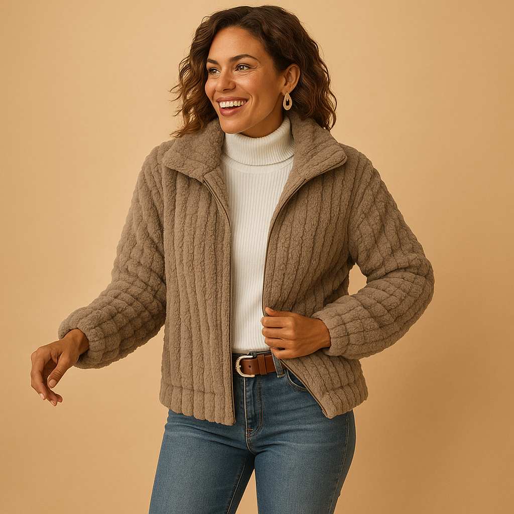 Long fleece women’s vest with stand-up collar | Isabelle