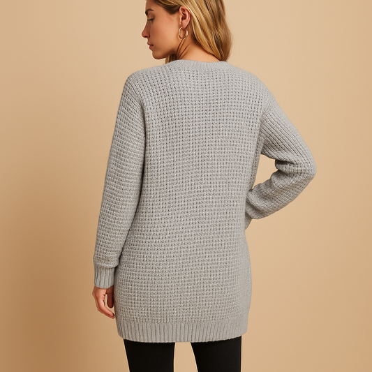 Long V-neck cardigan with pockets for women | Lianne
