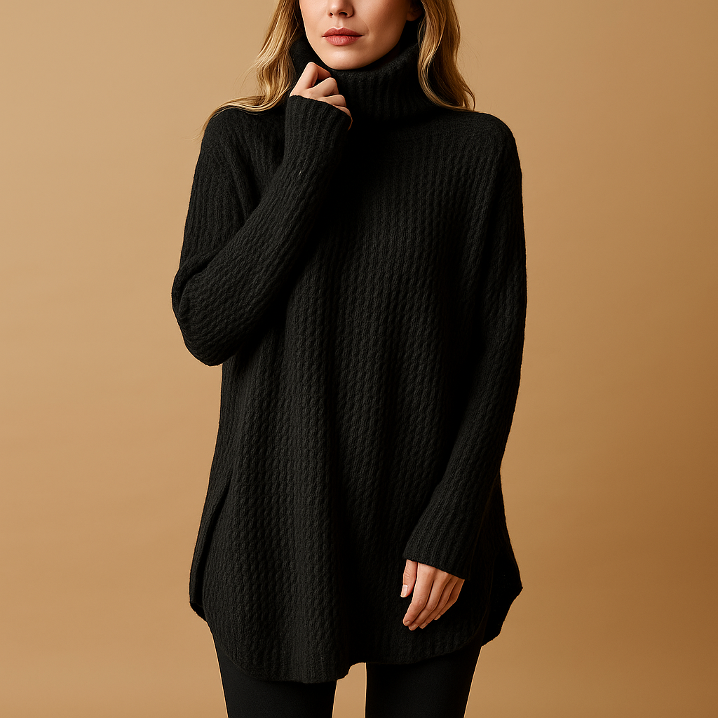 Long warm women’s sweater with print | Mila