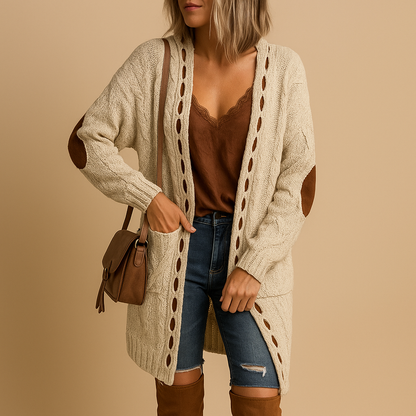 Lightweight knitted women’s cardigan with hood | Evelien