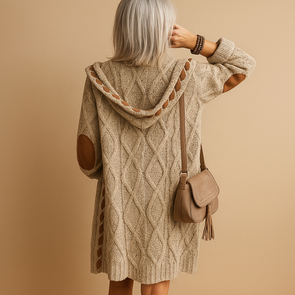 Lightweight knitted women’s cardigan with hood | Evelien